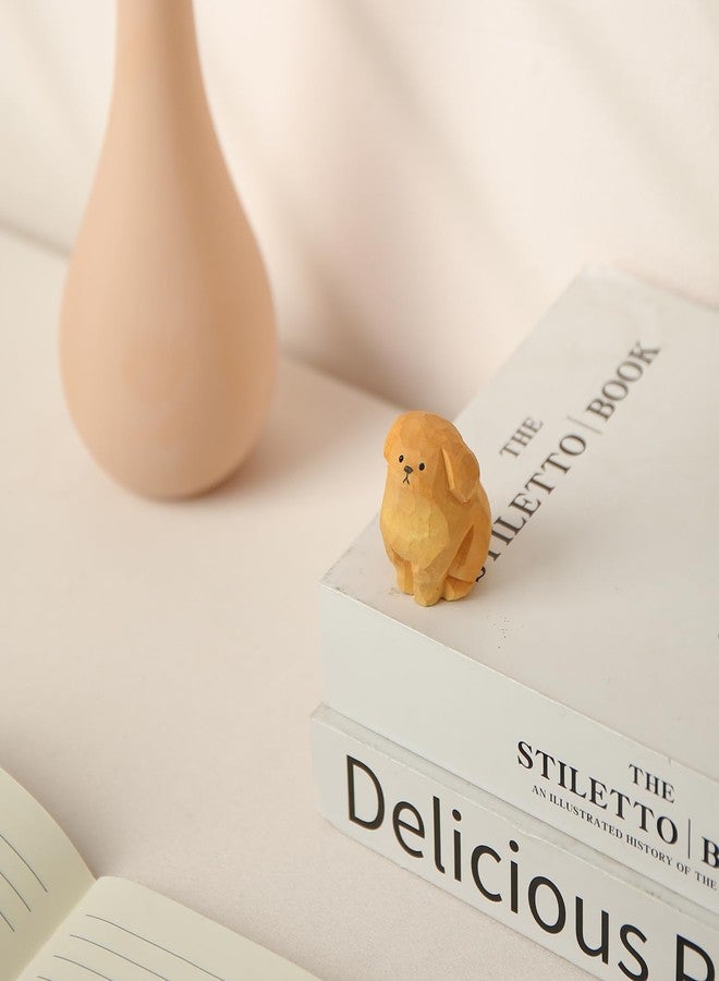 INF-STAR Cute Small Wood Golden Retriever Figurine,1.6'' Handmade Carved Golden Retriever Statue, Unique Dog Figure Collectibles Home Decor Gift for Dog Lover - Image 5